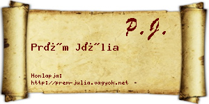 Prém Júlia névjegykártya